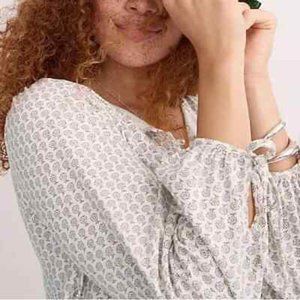 J. Crew Broken-in Jersey Top Cotton Hyacinth Floral Button-Front Blouse Small